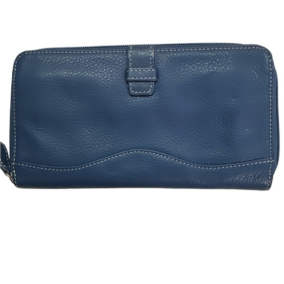Tignanello Slate Blue Leather Wallet EUC - Picture 1 of 8